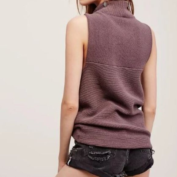 Free People Isla Ottoman Slouchy Ribbed Knit Tunic Sweater Top Mock Neck Boho S - Picture 2 of 10